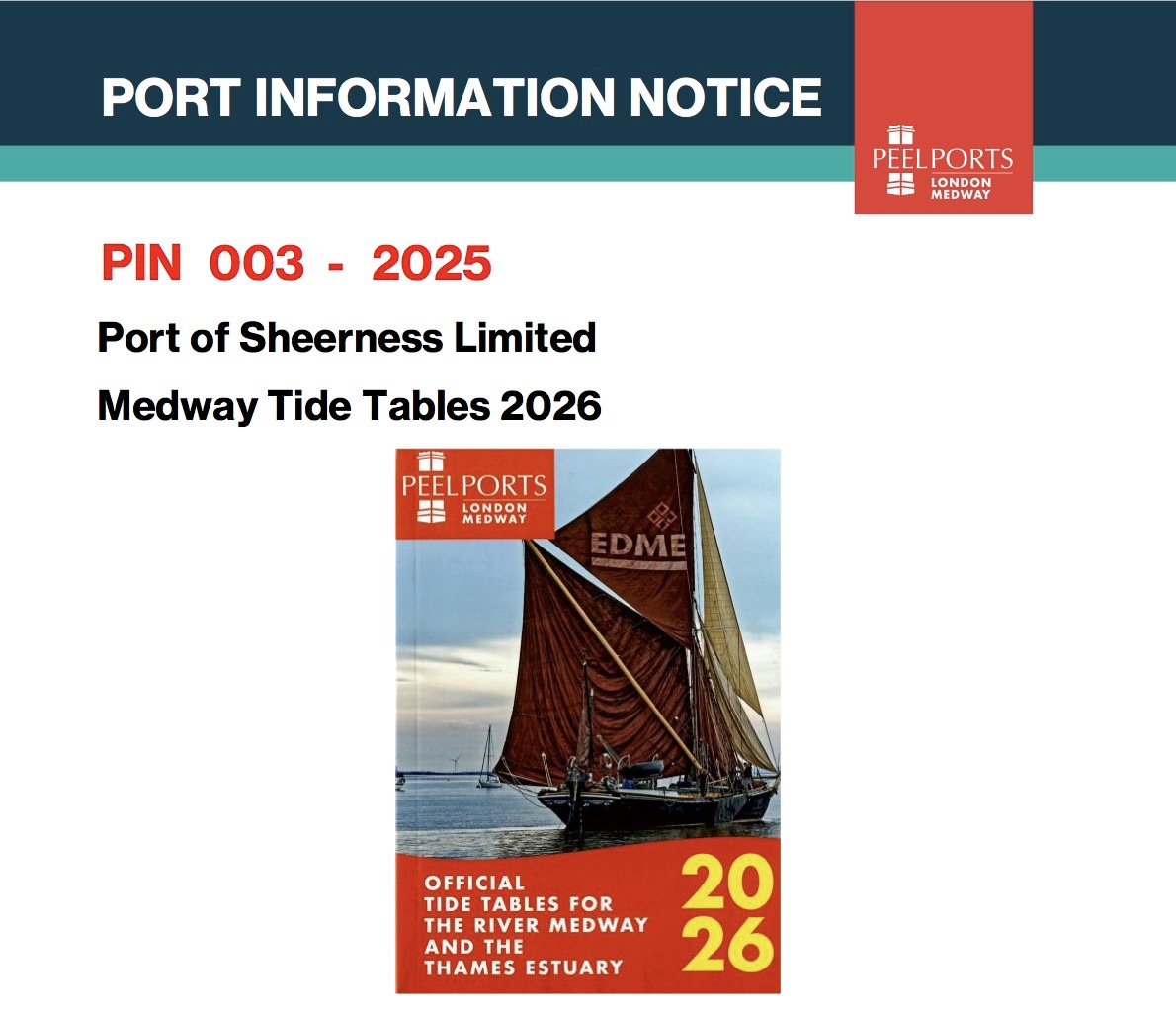 Read more about the article Medway and Swale Official Peel Ports Tide Table books